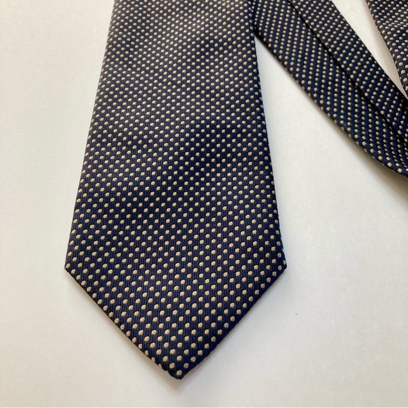 Hickey Freeman Black & Butter Yellow Dotted Classic Heavy Silk Tie 3.5” 59” - Picture 8 of 8